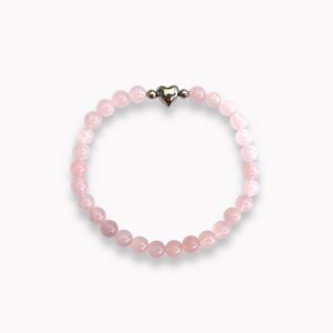 Kugelarmband Rosenquarz mit zartem Herz