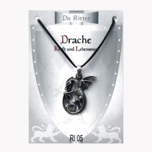 Anhänger Die Ritter – Drache Amulett aus Zinn auf großer Karte