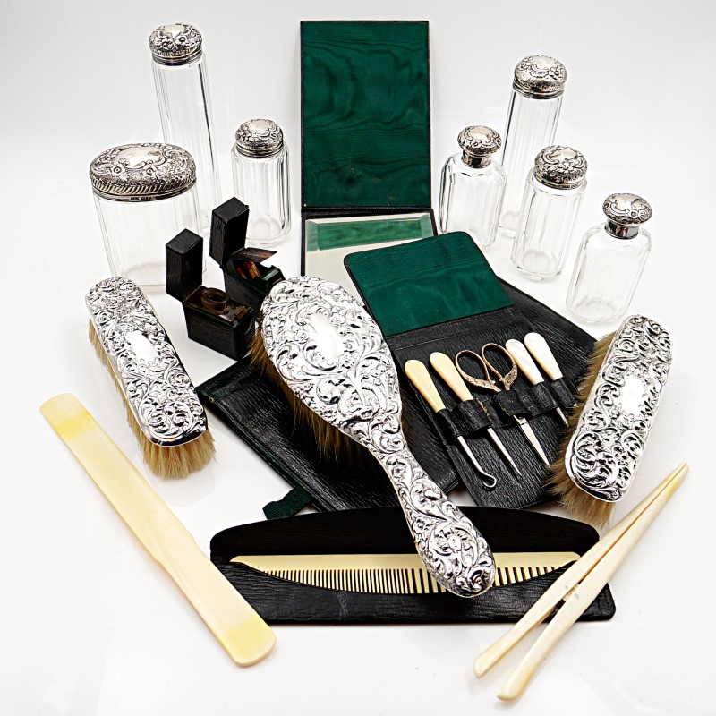 Reise Necessaire Set Sterling Silber – J.W. Benson, London – Bild 4