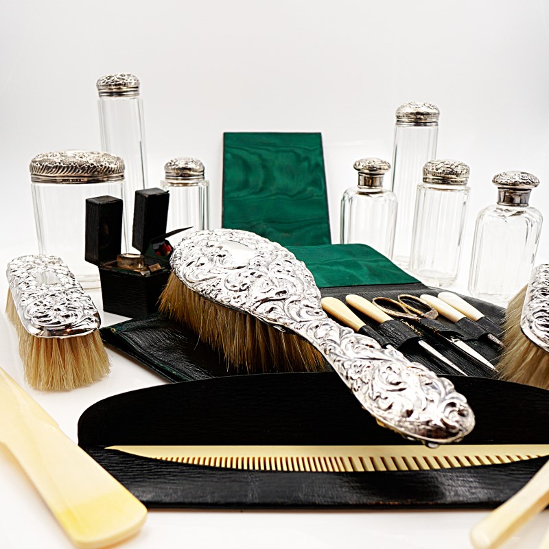 Reise Necessaire Set Sterling Silber – J.W. Benson, London – Bild 5