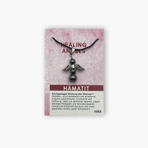 Healing Angels Hämatit Glücksengel Anhänger auf kleiner Karte