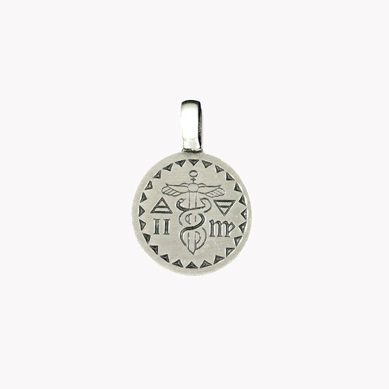 Magische Amulette aus Zinn Merkur Talisman auf kleiner Karte – Bild 2