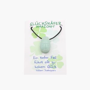 Amazonit Skarabäus Anhänger Glückskäfer auf kleiner Karte