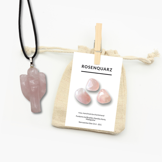 Engel-Anhänger aus Rosenquarz – Bild 2