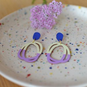 Ohrstecker United, kobalt/soft yellow/fuchsia