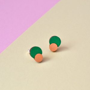 Holzohrstecker green/peach