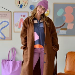 Oversize-Wollmantel, Farbe chestnut