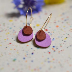 Kleine Creole Drops, fuchsia/brown