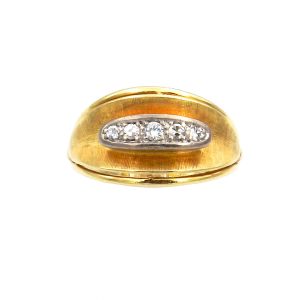 Vintage 0.23 ct Diamant Ring mit 5 Brillanten in 14K Gold, um 1950