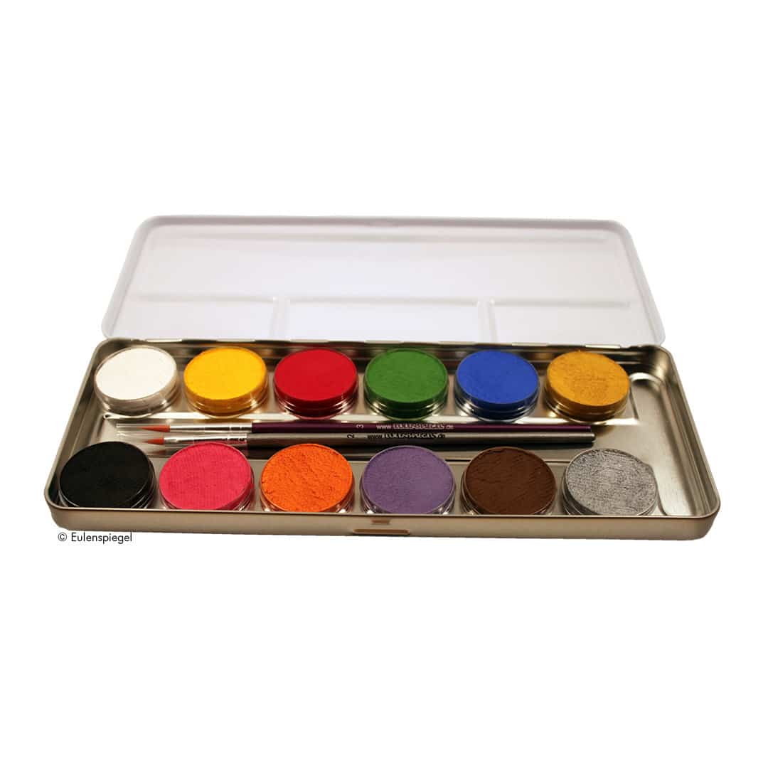 Eulenspiegel Profi-Aqua Schminkpalette 12 Farben – Bild 2