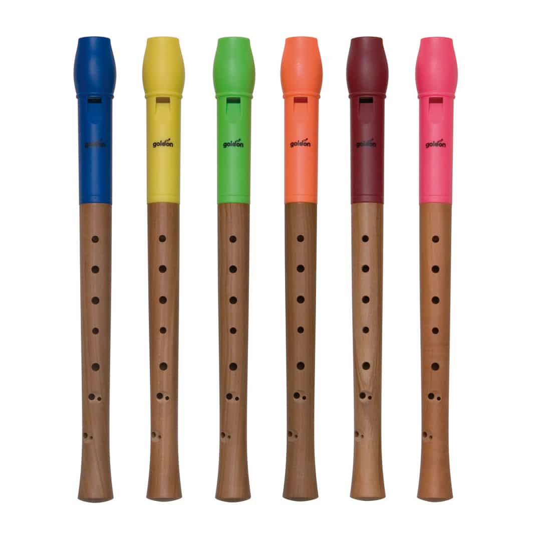 Bunte Blockflöte aus Holz und Kunststoff, barocke Griffweise, 1 Stück