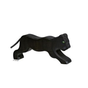 Holztiger Holzfigur schwarzer Panther