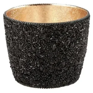 Windlicht MADRAS GiftCompany Perlen schwarz H 8,5 cm