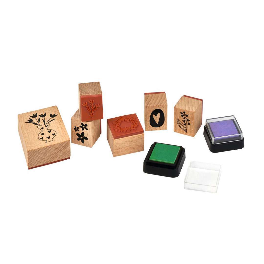 Moses Pastell-Holzstempel-Set Blütenzauber – Bild 2