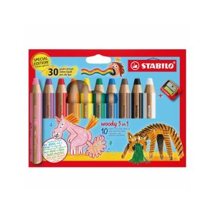 Buntstift STABILO Woody 3-in-1 Special Edition im 10er Etui mit Anspitzer