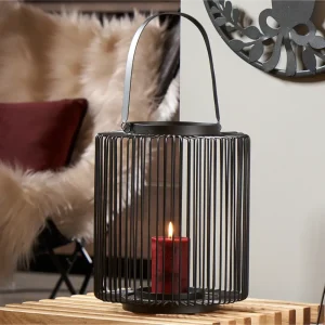 Windlicht Metall Laterne mit Henkel H 29 cm