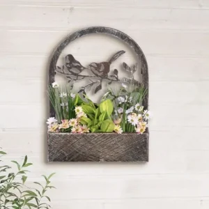 Blumenkasten hängend Metall 2er Set Vögel auf Zweig  H 53,5 cm