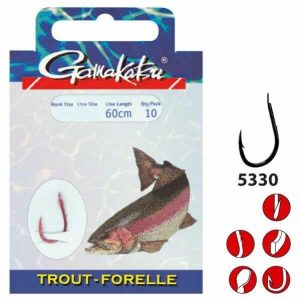 Gamakatsu Trout 5330R 60cm Vorfachhaken Forellenhaken rot