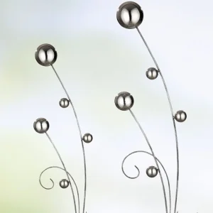 Gartenstecker Metall Deko KUGELN silber Höhe 90 | 110 cm