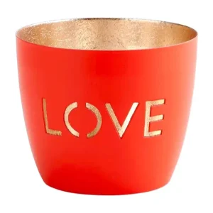 GiftCompany Windlicht MADRAS LOVE rot/gold H 8,5 cm