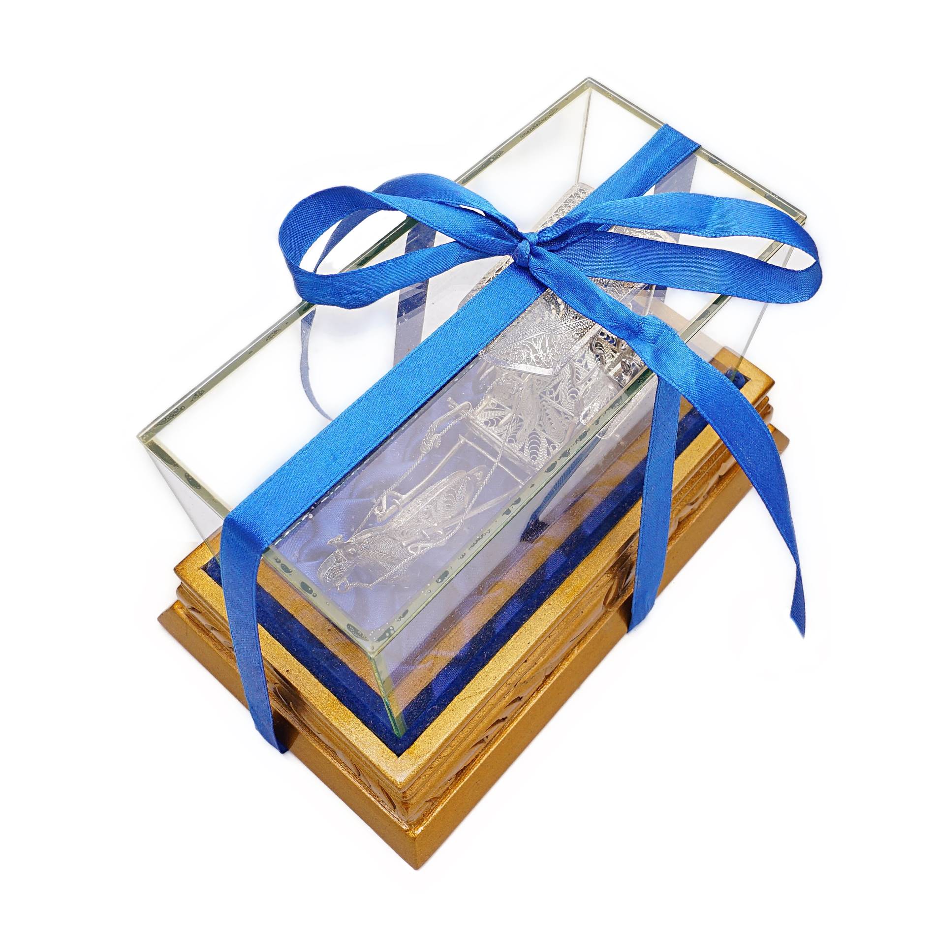 Kutsche aus Silberdraht in Glasbox – Bild 3