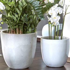 Keramik Pflanzkübel weiß 4er Set