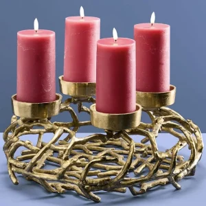 Kerzenhalter Adventskranz modern ÄSTE gold