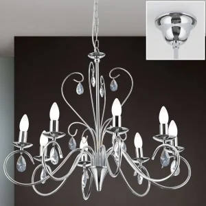 Kronleuchter chrom ANCONA mit Kristallbehang