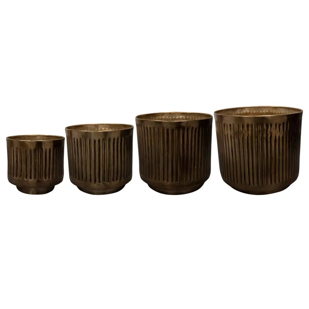 Metall Pflanzkübel XXL outdoor 4er Set ELNA gold – Bild 4