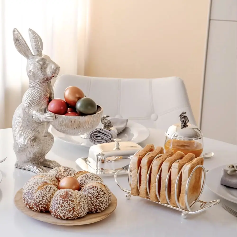 Osterdeko Hase mit Schale BERT Edzard Höhe 31 cm – Bild 2