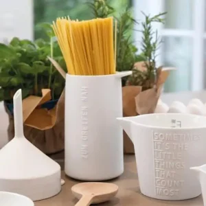 Utensilienhalter Kochlöffelhalter Porzellan ZUM GREIFEN NAH Räder Design weiß H 17 cm