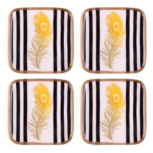 Untersetzer 4er Set GOLDEN FEATHER GiftCompany Metall 10×10 cm