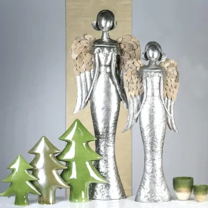 Weihnachtsdeko Metall Engel ELLA Casablanca silber H 90 cm