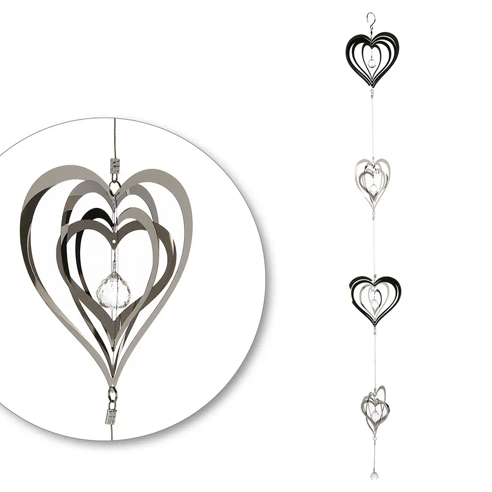 Edelstahl Windspiel Crystal Love Casablanca Länge 120 cm